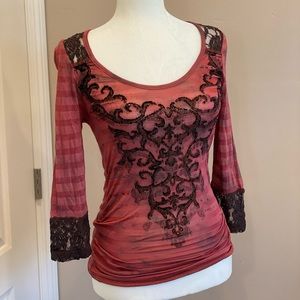 Miss Me three quarter sleeve top blouse Med